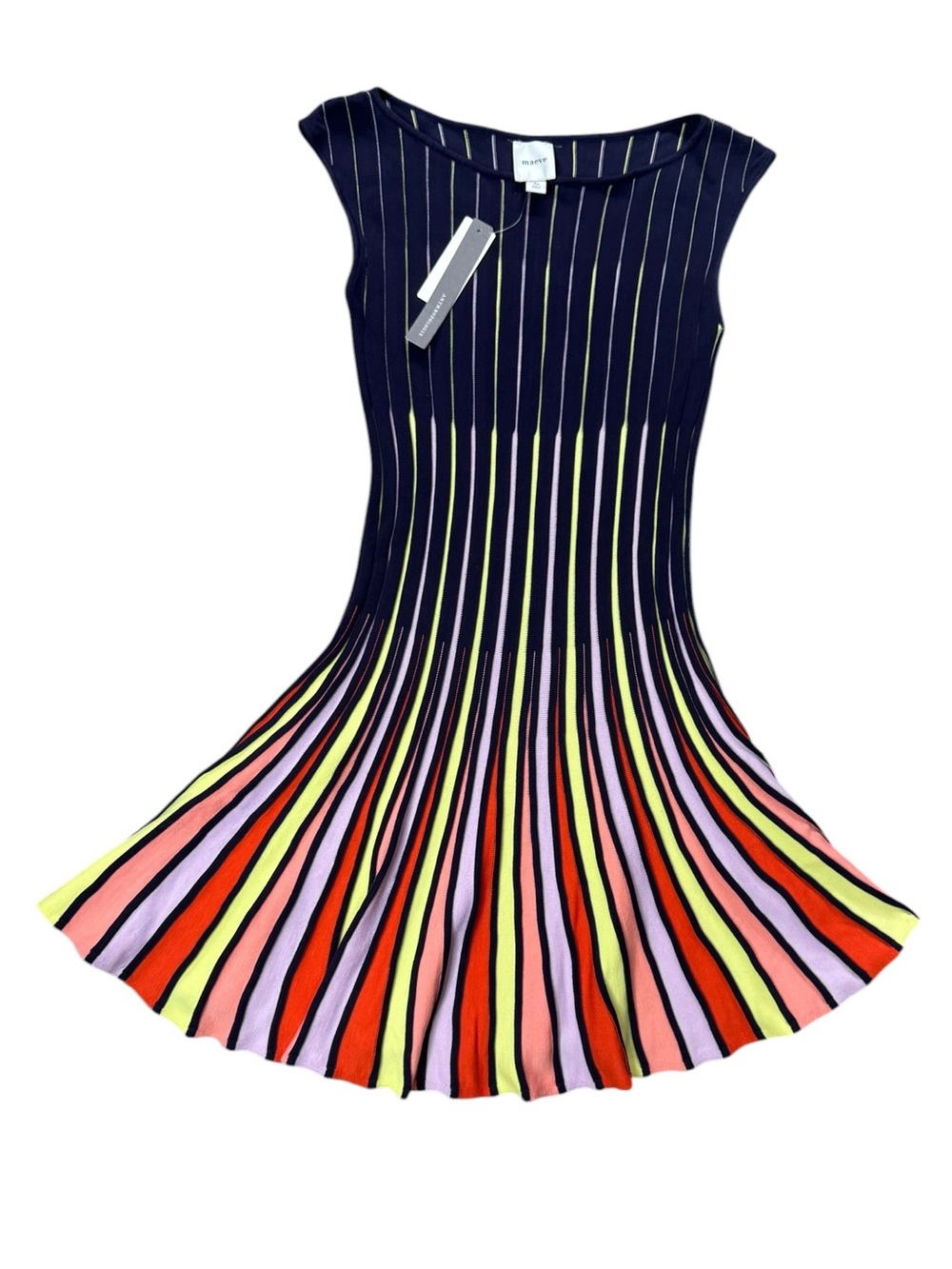 Anthropologie Maeve Boat-Neck Fit & Flare Knit Mini Dress size XS NWT - Picture 5 of 12